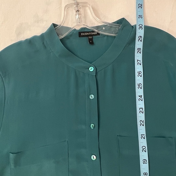 Eileen Fisher silk turquoise blouse - Picture 10 of 11